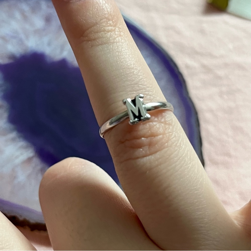 Silver Initial 'M' Ring